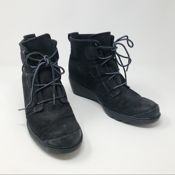 Sorel Toronto Waterproof Leather Suede Lace Up Wedge Snow Winter Boots 7.5 black - Picture 3 of 14